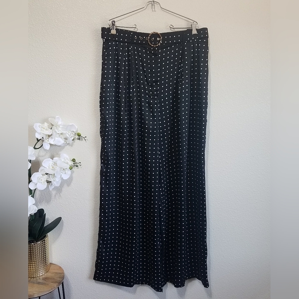 Mango Polka Dot Smart Wide Leg Trousers - Picture 2 of 13